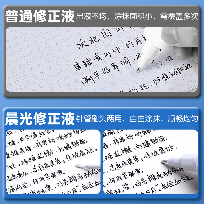 晨光涂改液修正液去字无痕改正液学生用大容量实惠速干修改消除圆珠笔中性笔水笔钢笔错字笔迹消字灵液神器 - 图1