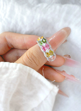 天然彩虹碧玺S925银高级感设计