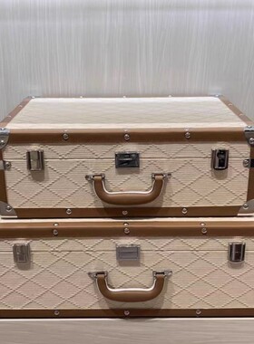 高档简约皮质手提箱样板房衣帽间收纳盒软装家居饰品摆件