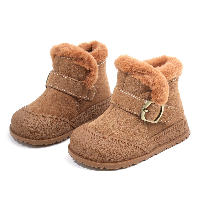 儿童鞋子宝宝学步鞋冬季雪地靴加绒婴儿鞋男童短靴子保暖女童棉鞋