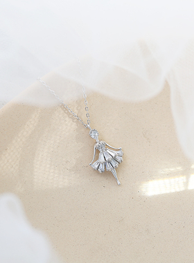 S925冷淡风银项链女小众设计跳舞