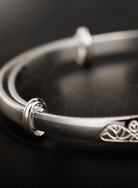 六字名号银手镯990银镯重约22克适合女性居士成年均码可调