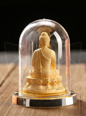 车载摆件绒沙金车载阿弥陀佛摆件 高约9.5厘米 直径约7.5厘米