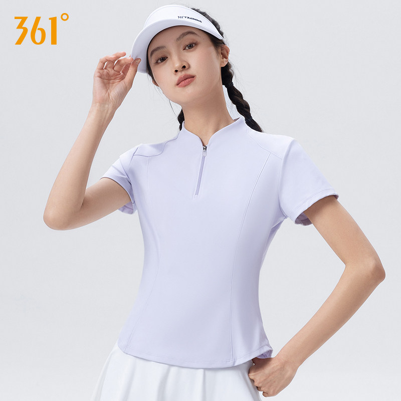 361运动上衣女半拉链短袖t恤夏季紫色修身跑步羽毛球健身服瑜伽服,淘宝优惠券,粉丝福利购,淘宝优惠卷