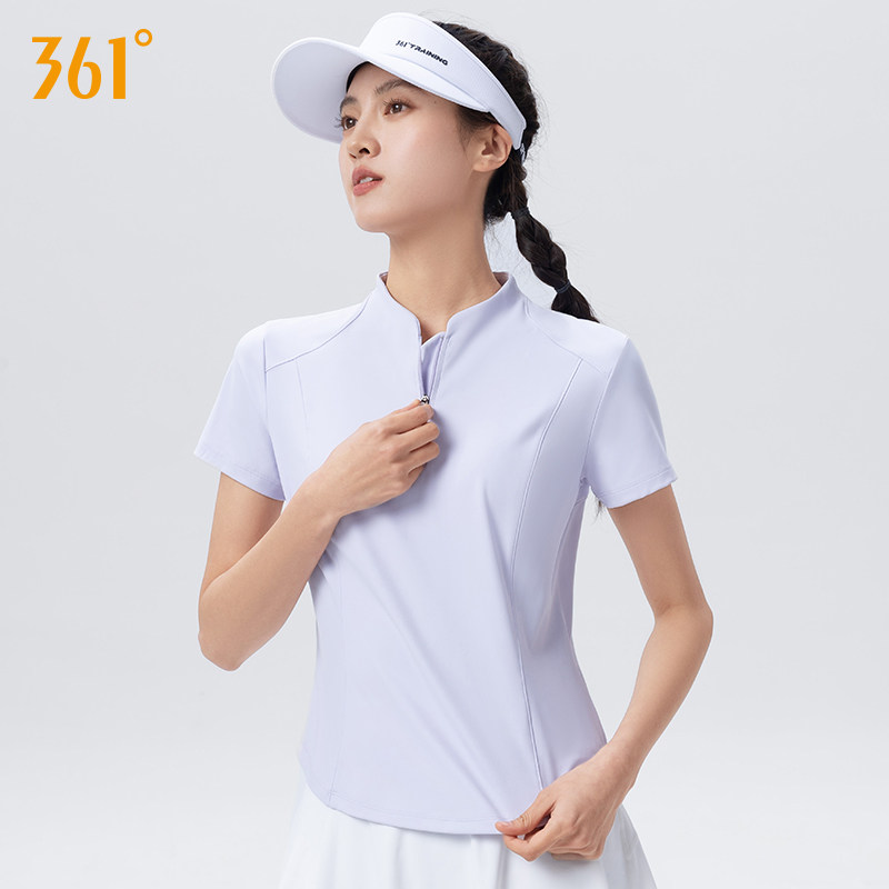 361运动上衣女半拉链短袖t恤夏季紫色修身跑步羽毛球健身服瑜伽服,淘宝优惠券,粉丝福利购,淘宝优惠卷