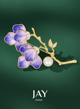 JAY国风丝缎绒花胸针教师节礼物