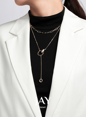 JAY罗马双环毛衣链秋挂件