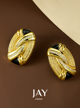 JAY夸张中古风金色耳环