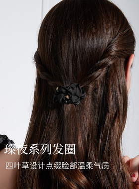 JAY黑色山茶花发圈女高级感