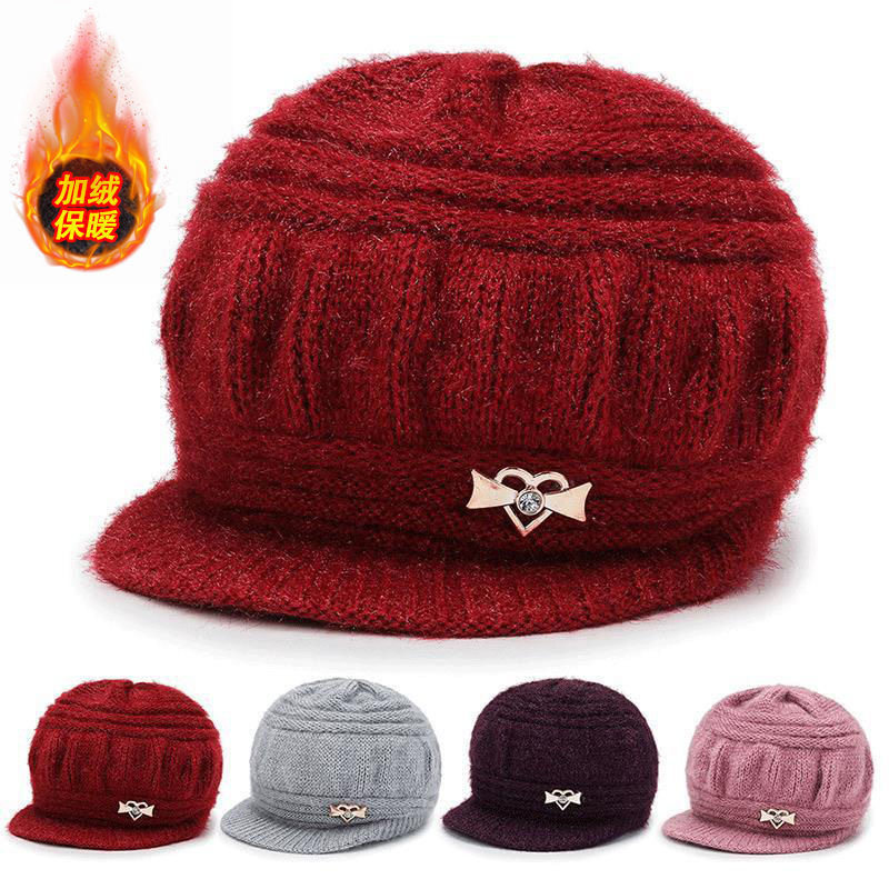 冬季时尚老人加绒奶奶加厚保暖女士针织毛线帽妈妈中老年帽子,淘宝优惠券,粉丝福利购,淘宝优惠卷