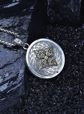 S925纯银复古黄财神十二生肖守护神吊坠项链男女款个性民族风挂件