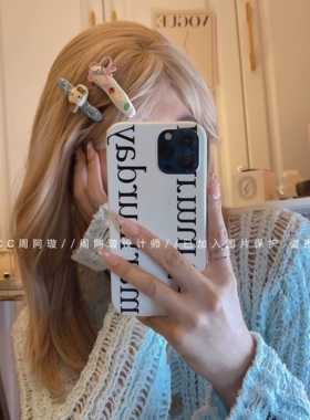 自制可爱小贵小众卡通卡哇伊蓝色系列珐琅滴油大眼睛睫毛刘海发夹