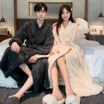 Couple sleeping robes woman autumn and winter thickened with velvety long section coral suede mens big code bathrobe flannel velvet pyjamas