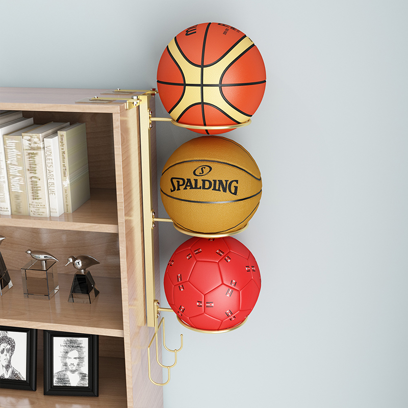 免钉挂柜边外篮球足球收纳架筐摆放架家用栏杆放球架球壁挂置物架 - 图1