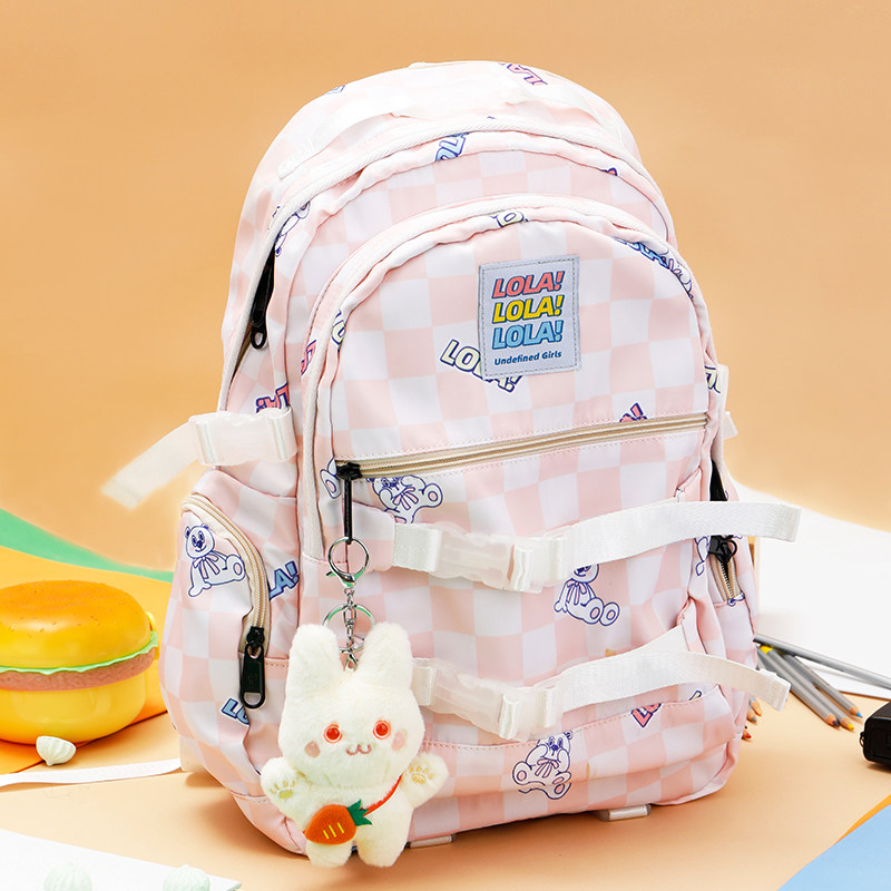 lola design小熊棋盘格小众双肩包 LOLA DESIGN双肩背包