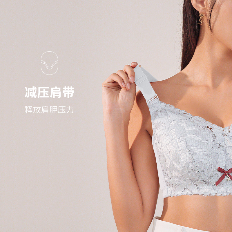 大胸显小文胸罩无钢圈内衣女夏季超薄款bra聚拢调整型大码全罩杯