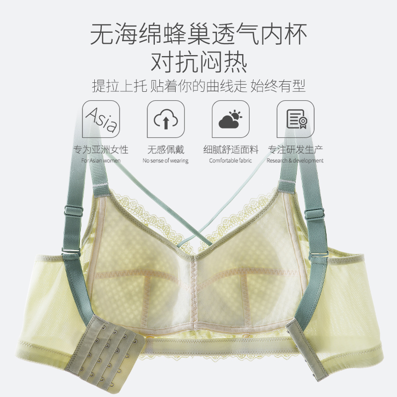 大胸显小胸内衣女薄款无钢圈聚拢收副乳防下垂缩胸文胸罩夏季超薄
