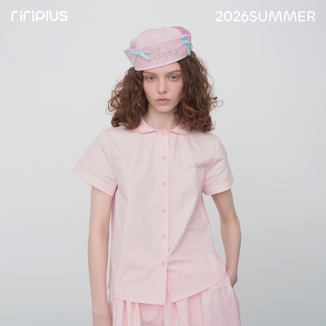 Riverstone plus doll collar suit sweet suit for women 2026 summer new shirt and skirt two-piece set