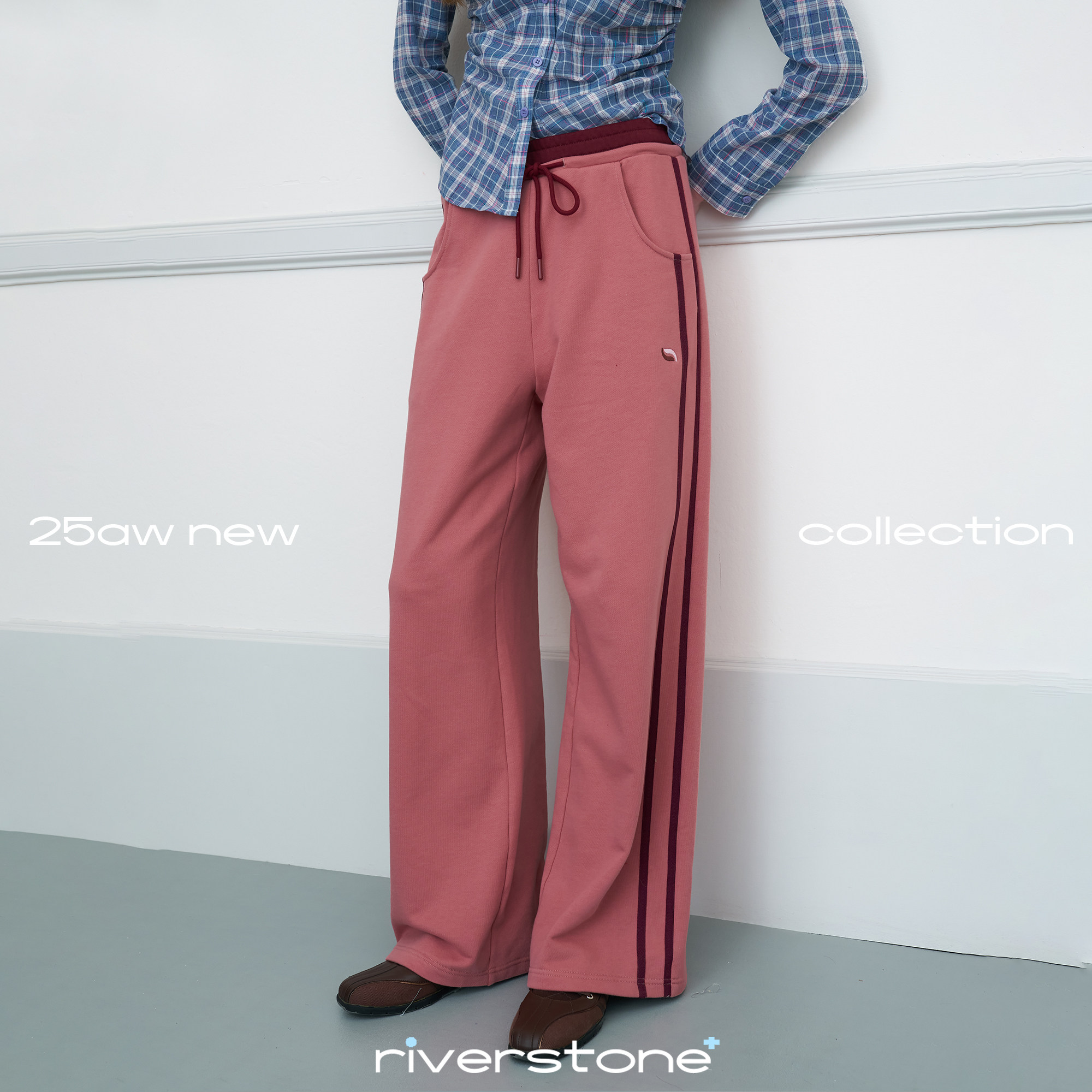 riverstone plus 宽松撞色运动裤女垂感卫裤春季直筒显瘦阔腿裤,淘宝优惠券,粉丝福利购,淘宝优惠卷