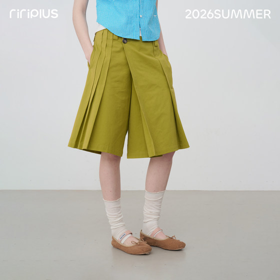 Riverstone plus irregular culottes for women 2026 summer new style accordion pleated hem A-line skirt