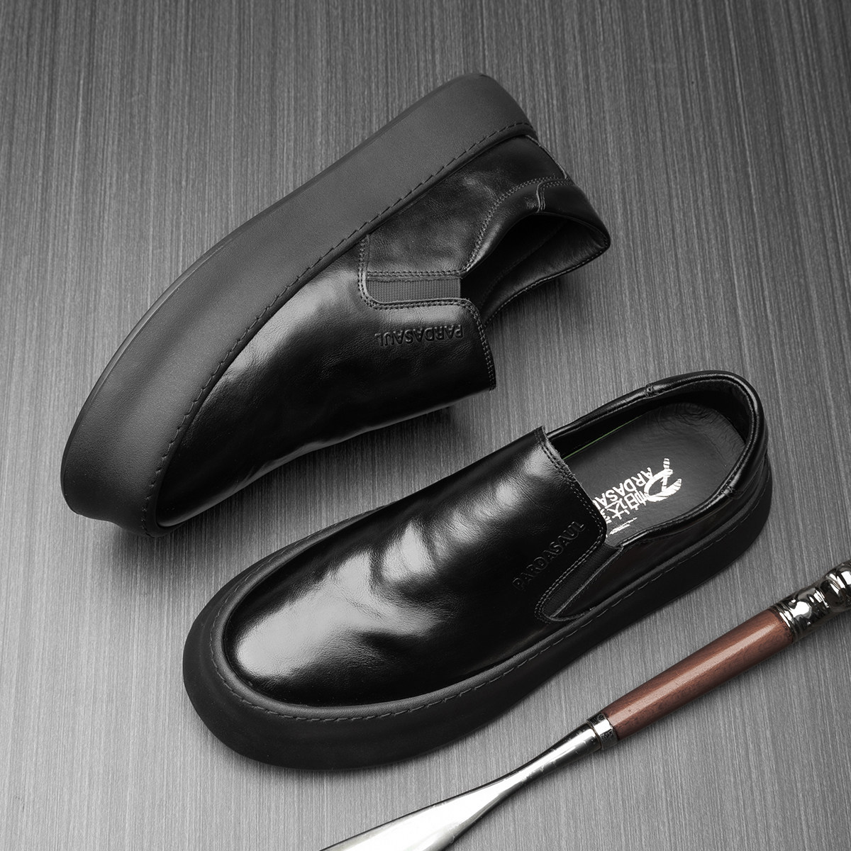 帕达索牛皮乐福鞋男2025新款一脚蹬黑色休闲皮鞋轻便懒人鞋230996,淘宝优惠券,粉丝福利购,淘宝优惠卷