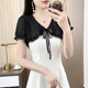 ເສື້ອຍືດສັ້ນຂອງແມ່ຍິງ Chiffon waistcoat ມີ lace-up shawl summer ເປືອກຫຸ້ມນອກຂະຫນາດນ້ອຍທີ່ມີ suspender skirt blouse ແຂນສັ້ນ