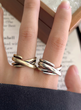 不掉色复古做旧夸张开口纯银手饰