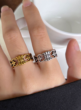 925银朋克镂空开口不掉色戒指