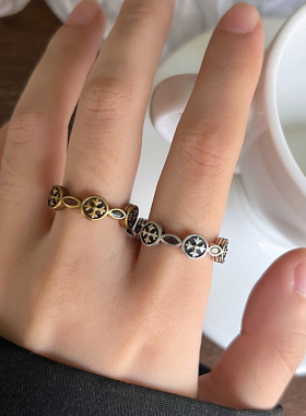 十字架个性镶钻925银戒指