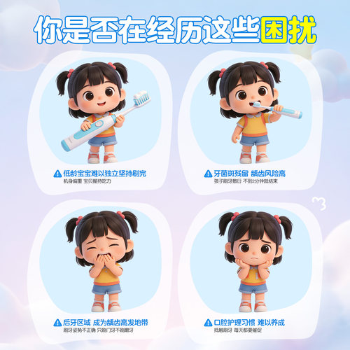 【新品上市】舒客宝贝B2s儿童电动牙刷3-12岁高频震动清洁呵护牙 - 图1