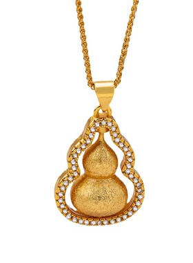 中式镶钻福禄葫芦旋转锁骨链