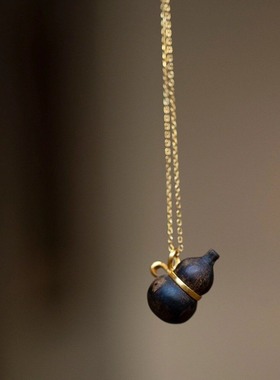 沉香普通檀木葫芦吊坠项链福禄双全复古百搭中国风古玩