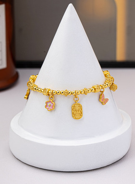 新款沙金小胖福小葫芦盘缠手链男女款轻奢复古百搭手蹦迪手串批发