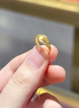 铜镀金可爱戒指气质精致镂空车花精致活口指环婴儿童满月宝宝周岁