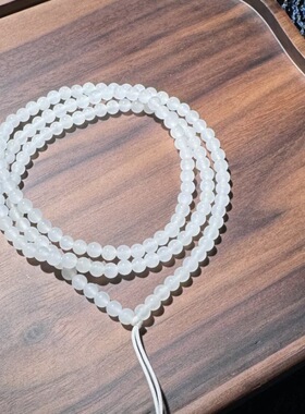 天然和田玉白玉卡4多圈手串可DIY百搭素圈挂链项链万能链白色