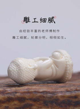 鹿角根付 释迦牟尼DIY手串散珠吊坠配饰文玩雕刻佛手把件金刚菩提