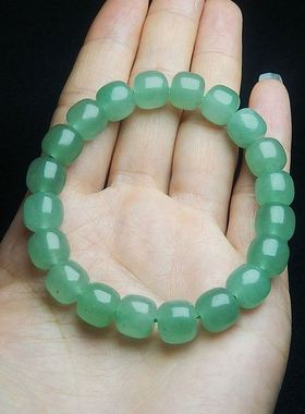 天然绿色东陵玉圆珠手链竹节手串老型珠算盘珠玉石直播货源批发