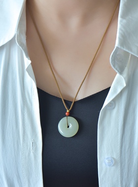 天然和田玉平安扣吊坠男女款玉佩玉石项链玉器单坠护身符挂件