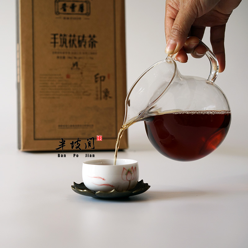 晋丰厚2017年 1千克 印象系列手筑茯砖茶金花黑茶茯茶两片优惠