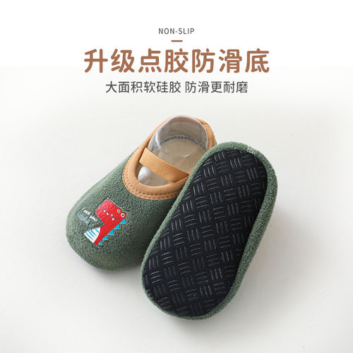 宝宝地板袜秋冬加厚婴儿学步防滑底隔凉软底室内冬季儿童袜套鞋袜 - 图1