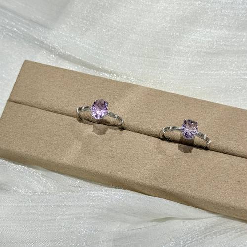 s925纯银天然紫水晶烟花切鸽子蛋戒指女轻奢小众设计高级感精致 - 图1