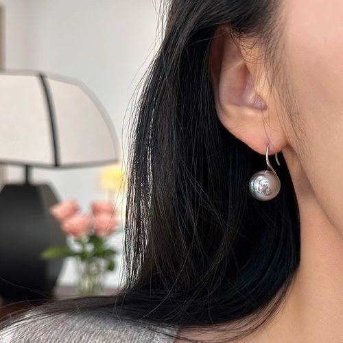 s925纯银珍珠真多麻伴彩高跟鞋耳环女小众高级感气质耳钩耳饰 - 图0