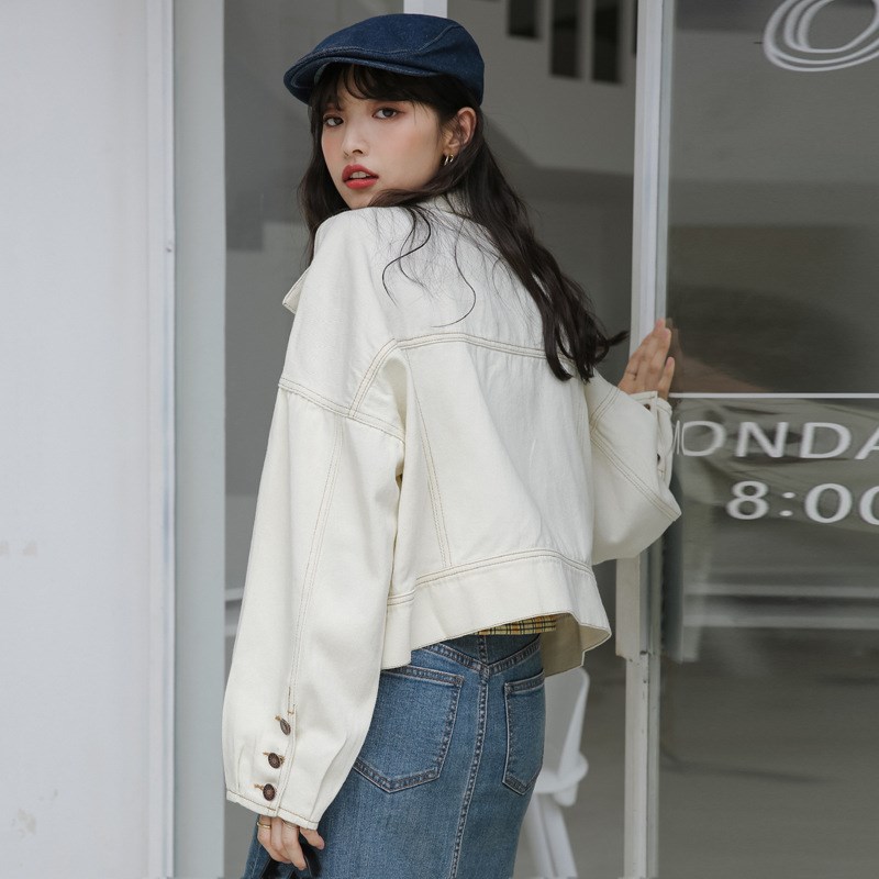 Car jacket jacket loose versatile short jean jacket female t - 图2