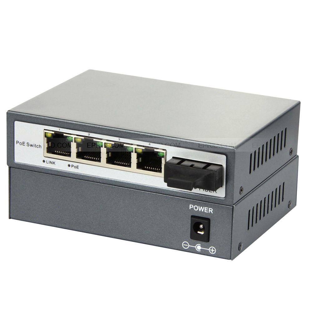 5 Port Gigabit Switch 1 SC Fiber 4 PoE Ports Power Adapter I - 图0