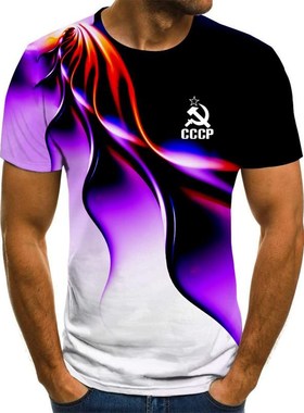 New Men's T-shirt Summer CCCP Russia T-shirt Male Soviet Uni