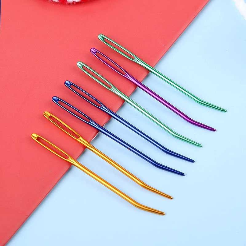 8 Pcs Aluminum Bent Tip Tapestry Darning Knitting Needles - 图1