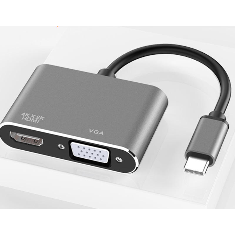 Type-C to HDMI+Vga Computer Monitor Cable Apple Converter Do - 图0