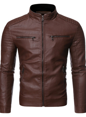 Men Autumn Brand New Causal Vintage Leather Jacket Coat Men