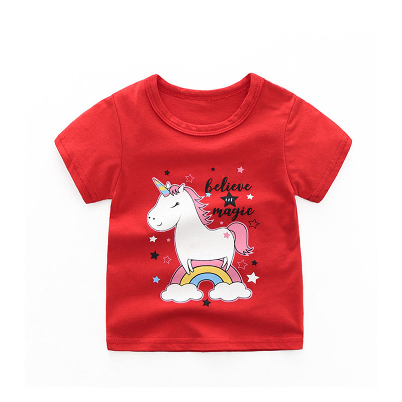 Kids Girls T-Shirt Summer Unicorn Cartoon Printing Baby Todd - 图1