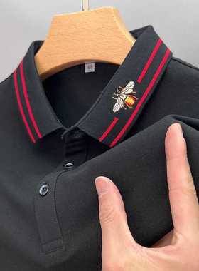 High end bee embroidery short sleeve polo shirt men's su